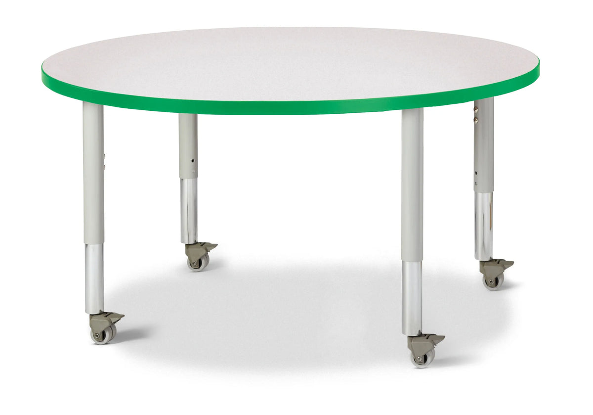 Berries® Round Activity Table - 42" Diameter, Mobile - Freckled Gray/Green/Gray