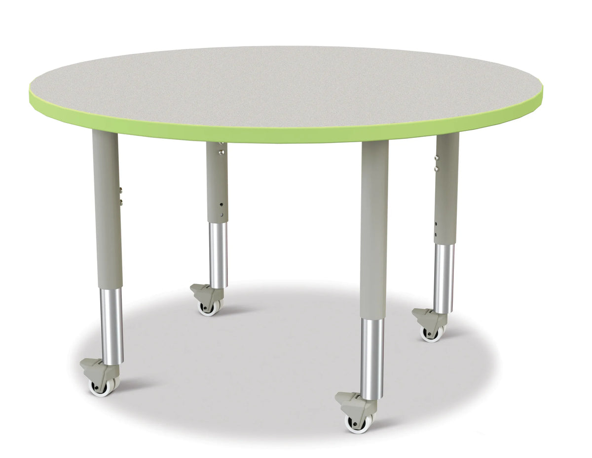Berries® Round Activity Table - 42" Diameter, Mobile - Freckled Gray/Key Lime/Gray