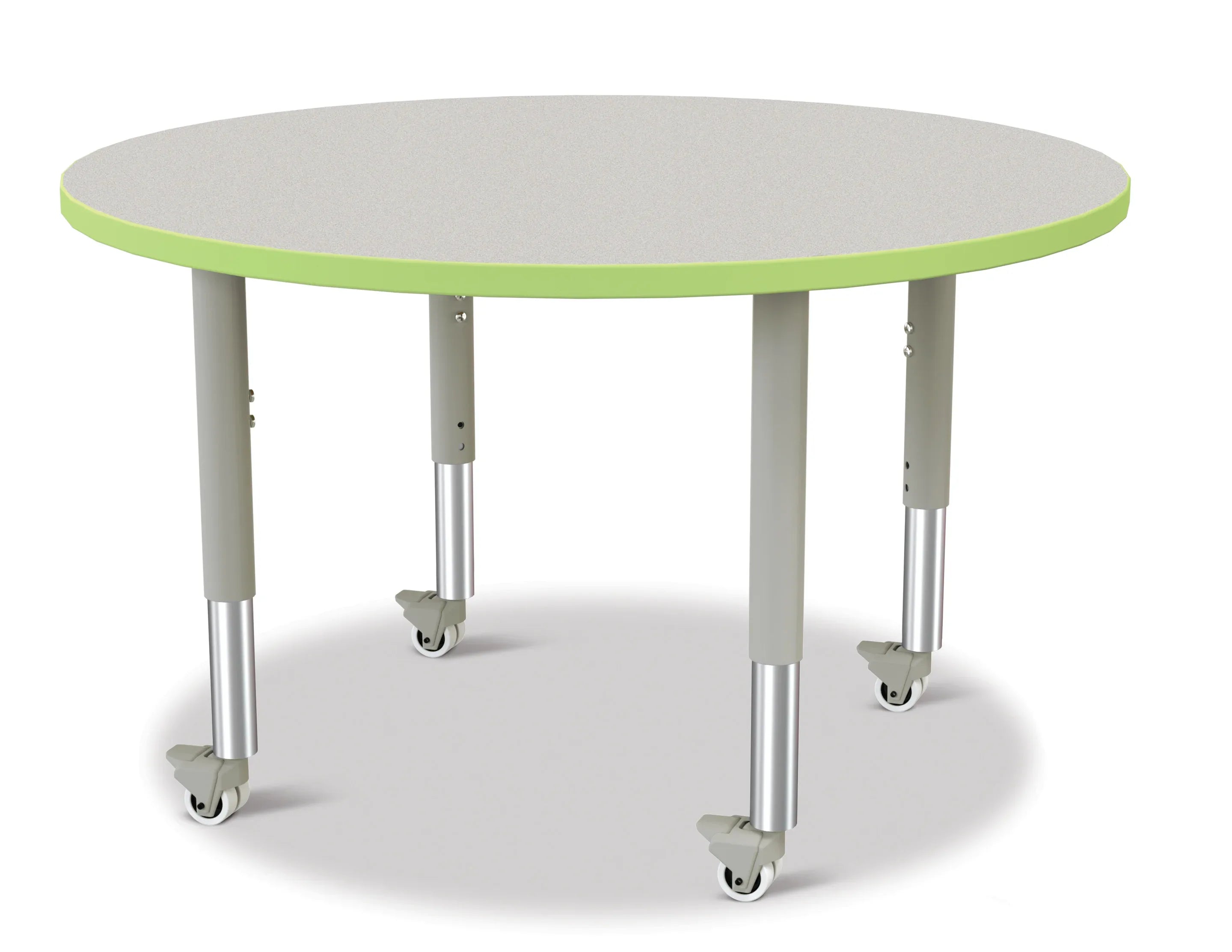 Berries® Round Activity Table - 42" Diameter, Mobile - Freckled Gray/Key Lime/Gray