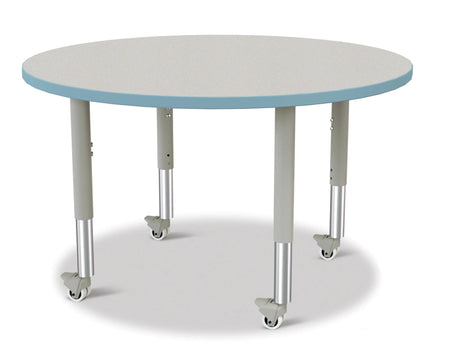 Berries® Round Activity Table - 42" Diameter, Mobile - Freckled Gray/Coastal Blue/Gray
