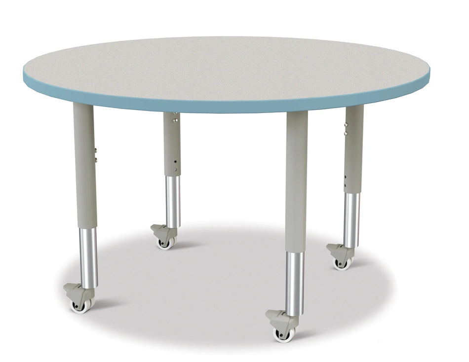 Berries® Round Activity Table - 42" Diameter, Mobile - Freckled Gray/Coastal Blue/Gray