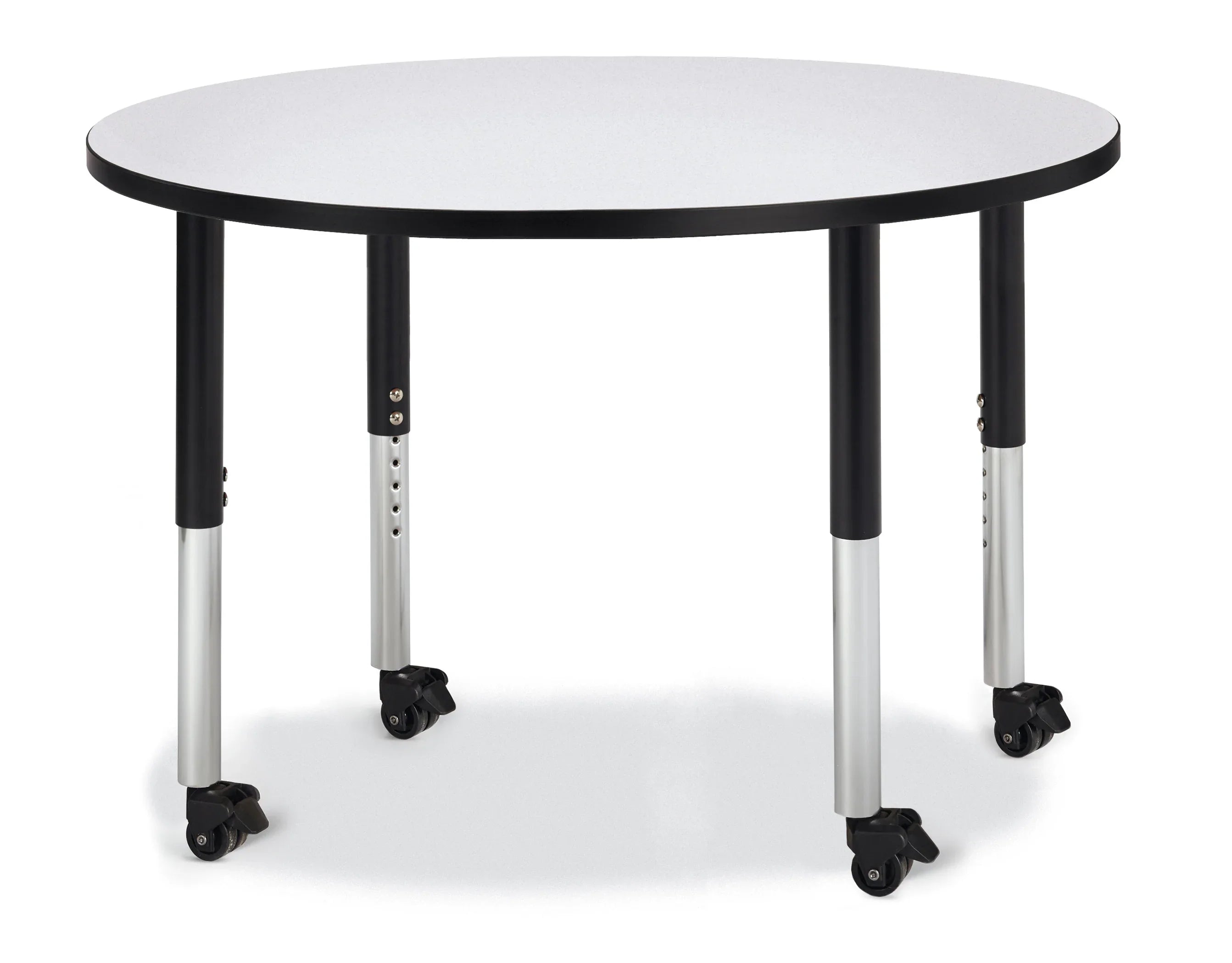 Berries® Round Activity Table - 42" Diameter, Mobile - Freckled Gray/Black/Black