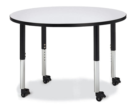 Berries® Round Activity Table - 42" Diameter, Mobile - Freckled Gray/Black/Black