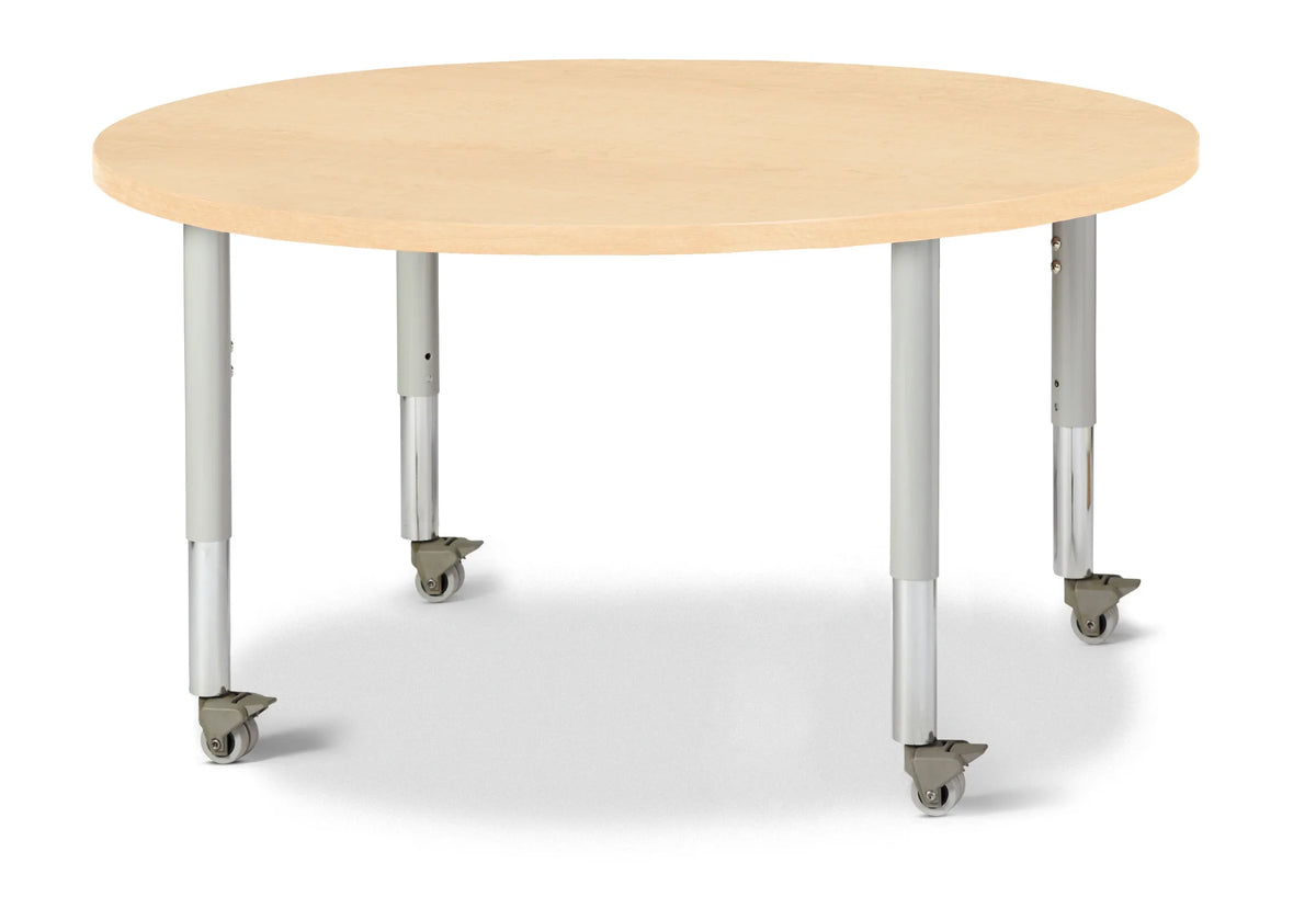 Berries® Round Activity Table - 42" Diameter, Mobile - Maple/Maple/Gray