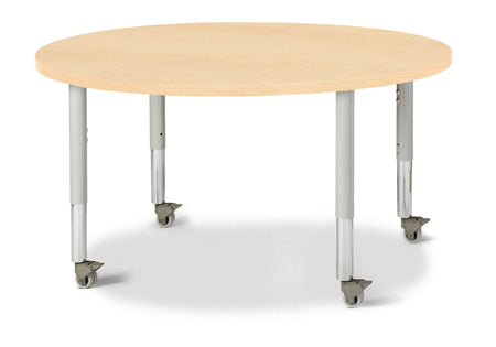 Berries® Round Activity Table - 42" Diameter, Mobile - Maple/Maple/Gray