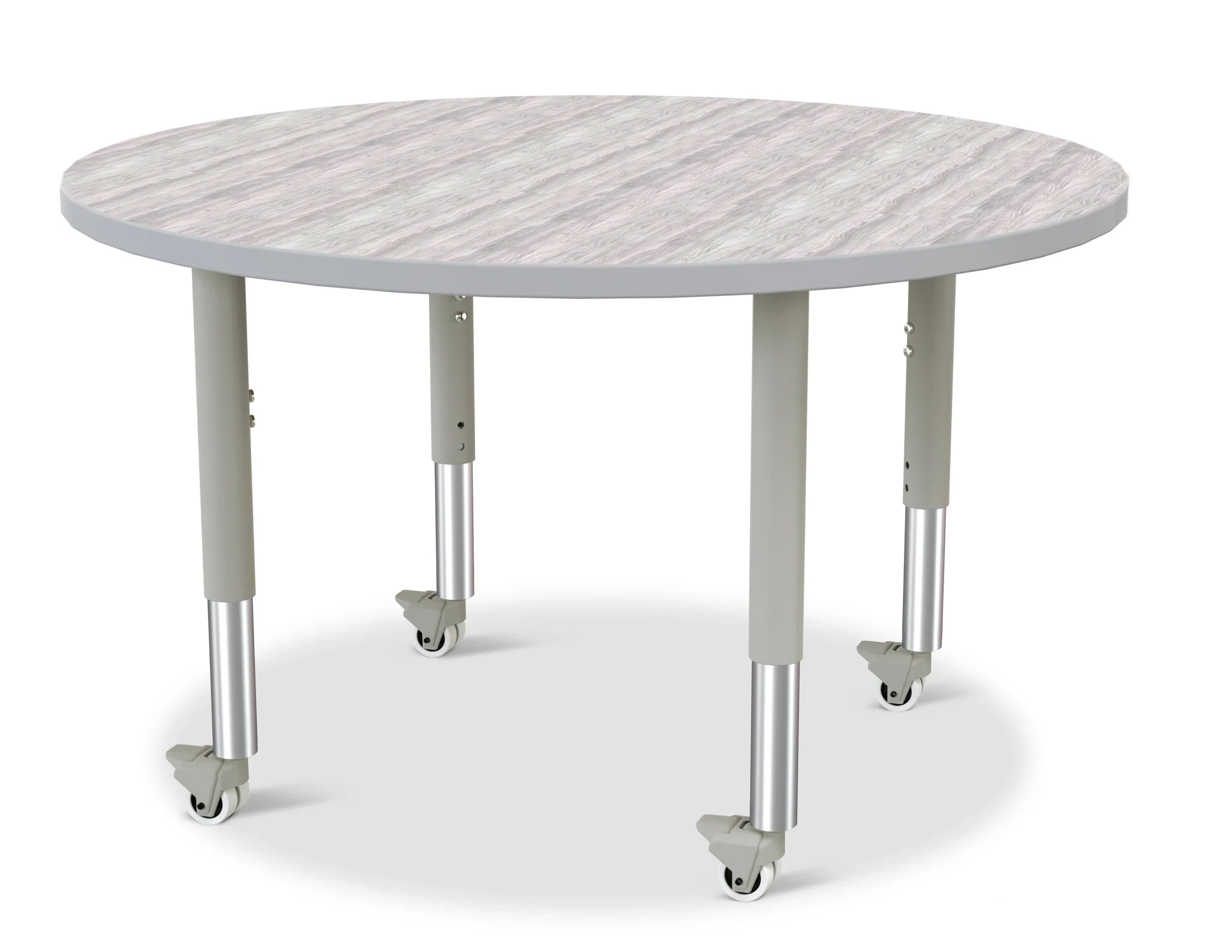 Berries® Round Activity Table - 42" Diameter, Mobile - Driftwood Gray/Gray/Gray
