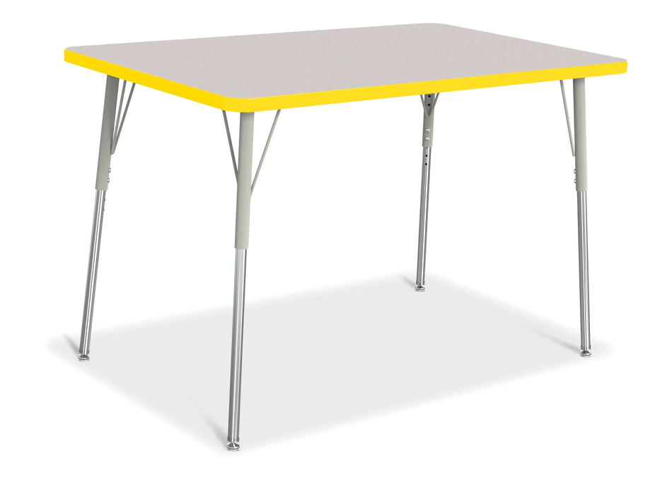 Berries® Rectangle Activity Table - 30" X 48", A-height - Freckled Gray/Yellow/Gray