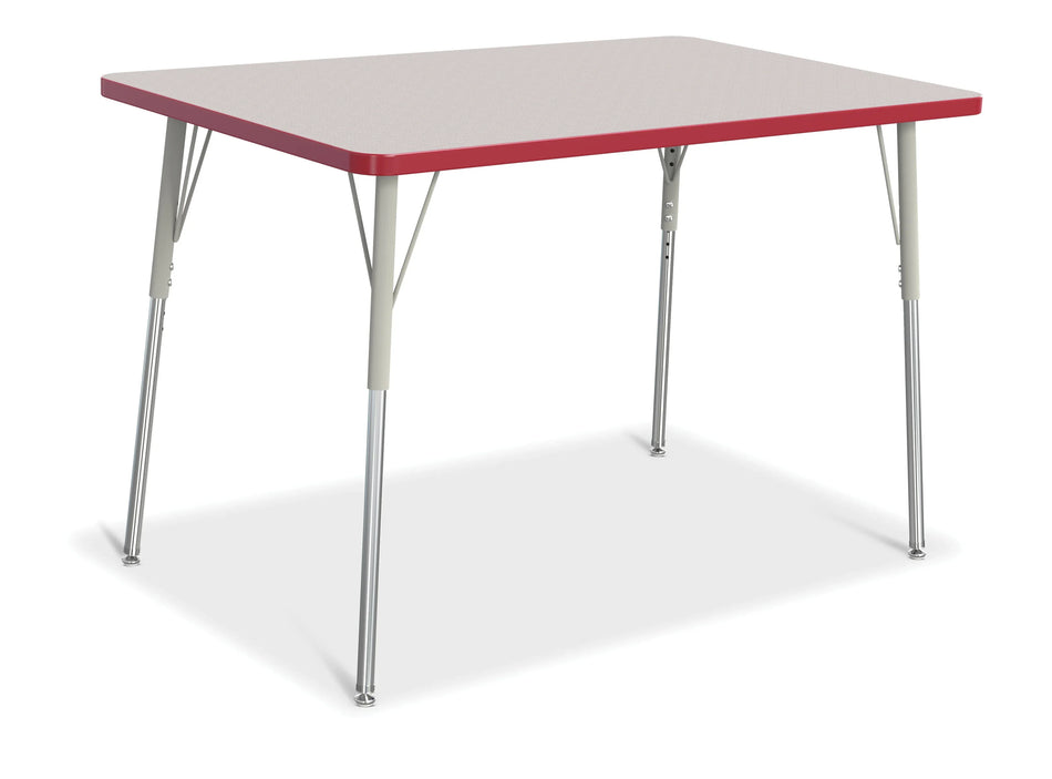 Berries® Rectangle Activity Table - 30" X 48", A-height - Freckled Gray/Red/Gray