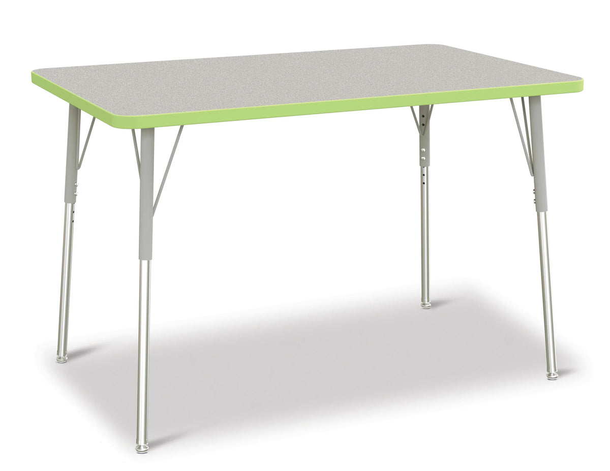 Berries® Rectangle Activity Table - 30" X 48", A-height - Freckled Gray/Key Lime/Gray