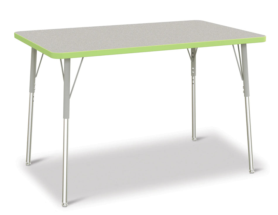 Berries® Rectangle Activity Table - 30" X 48", A-height - Freckled Gray/Key Lime/Gray