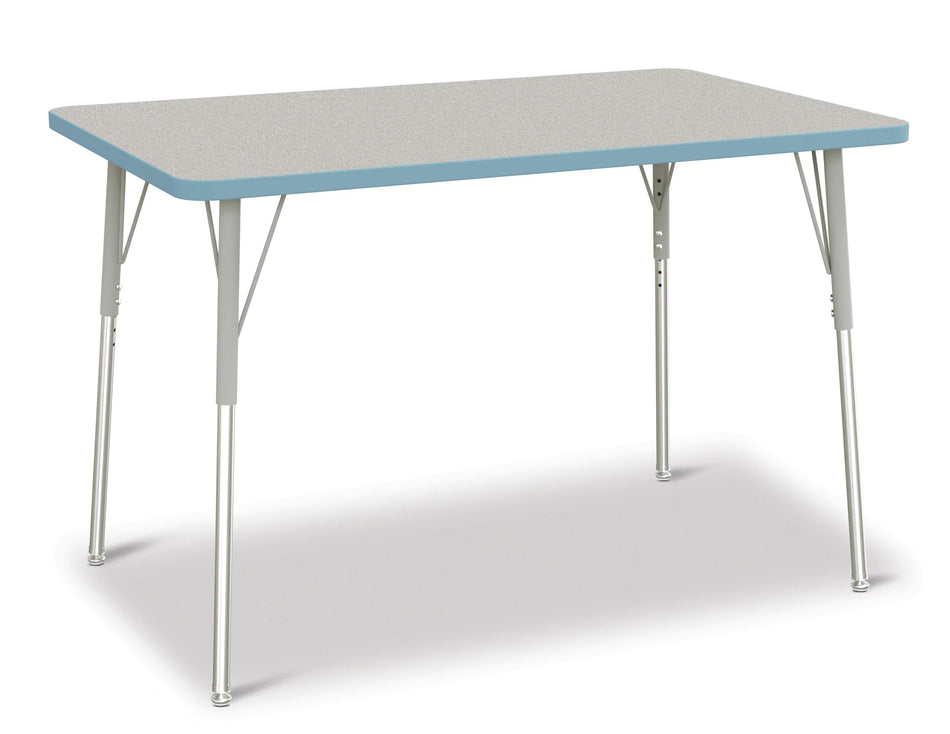Berries® Rectangle Activity Table - 30" X 48", A-height - Freckled Gray/Coastal Blue/Gray