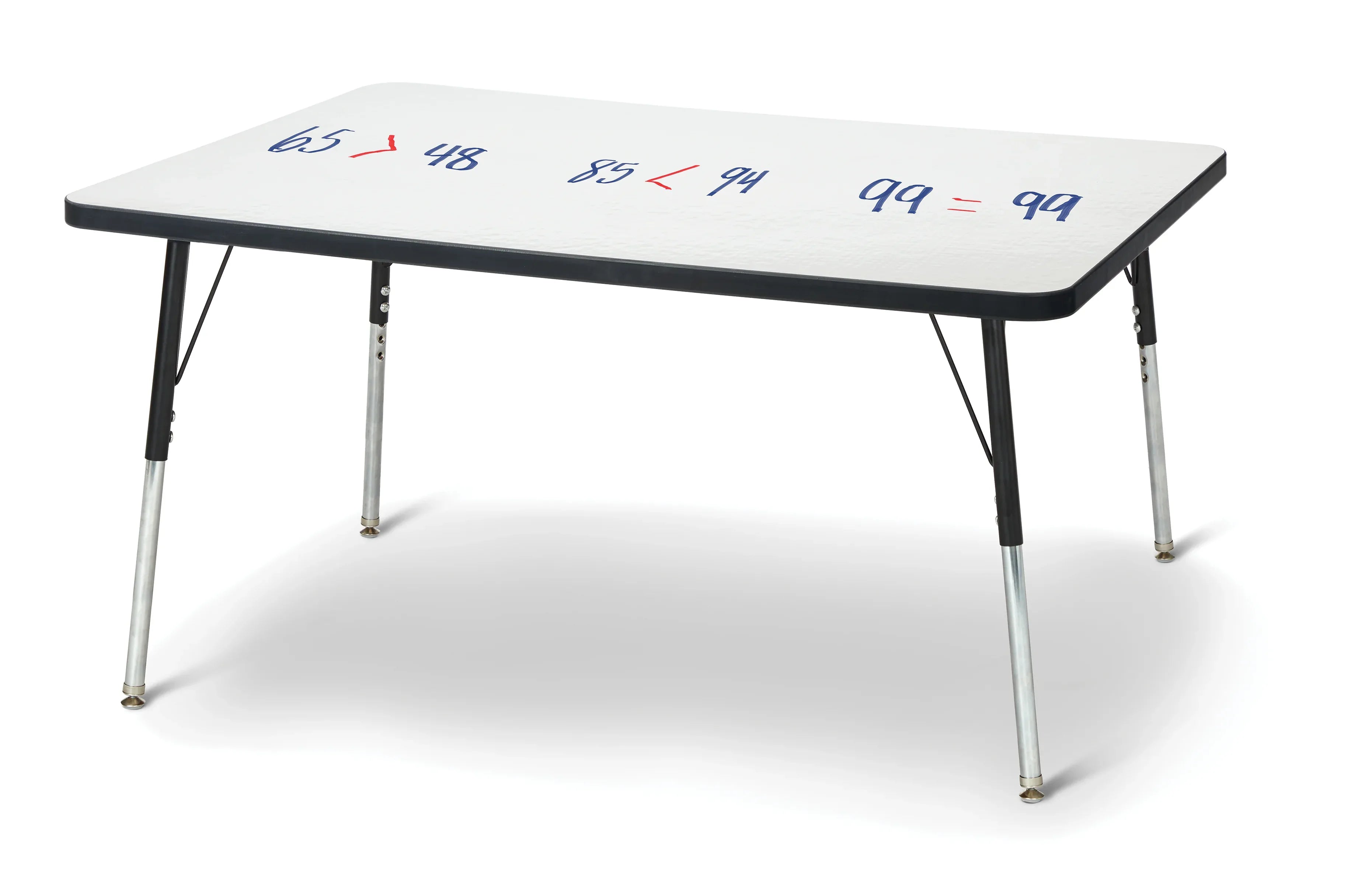 Berries® Rectangle Dry Erase Table - 30" x 48", A-height - Write-n-Wipe/Black/Black