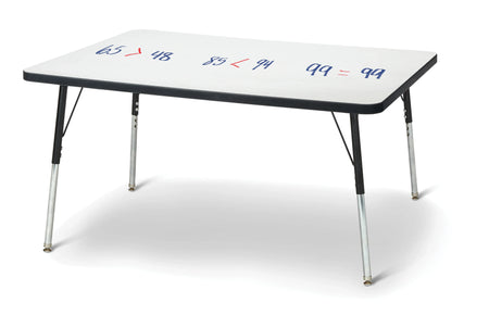 Berries® Rectangle Dry Erase Table - 30" x 48", A-height - Write-n-Wipe/Black/Black