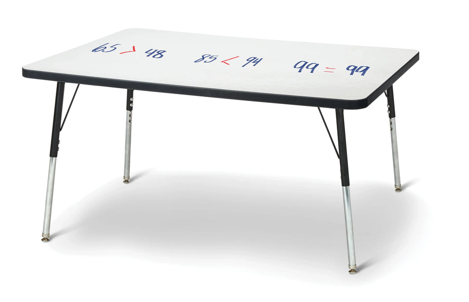 Berries® Rectangle Dry Erase Table - 30" x 48", A-height - Write-n-Wipe/Black/Black