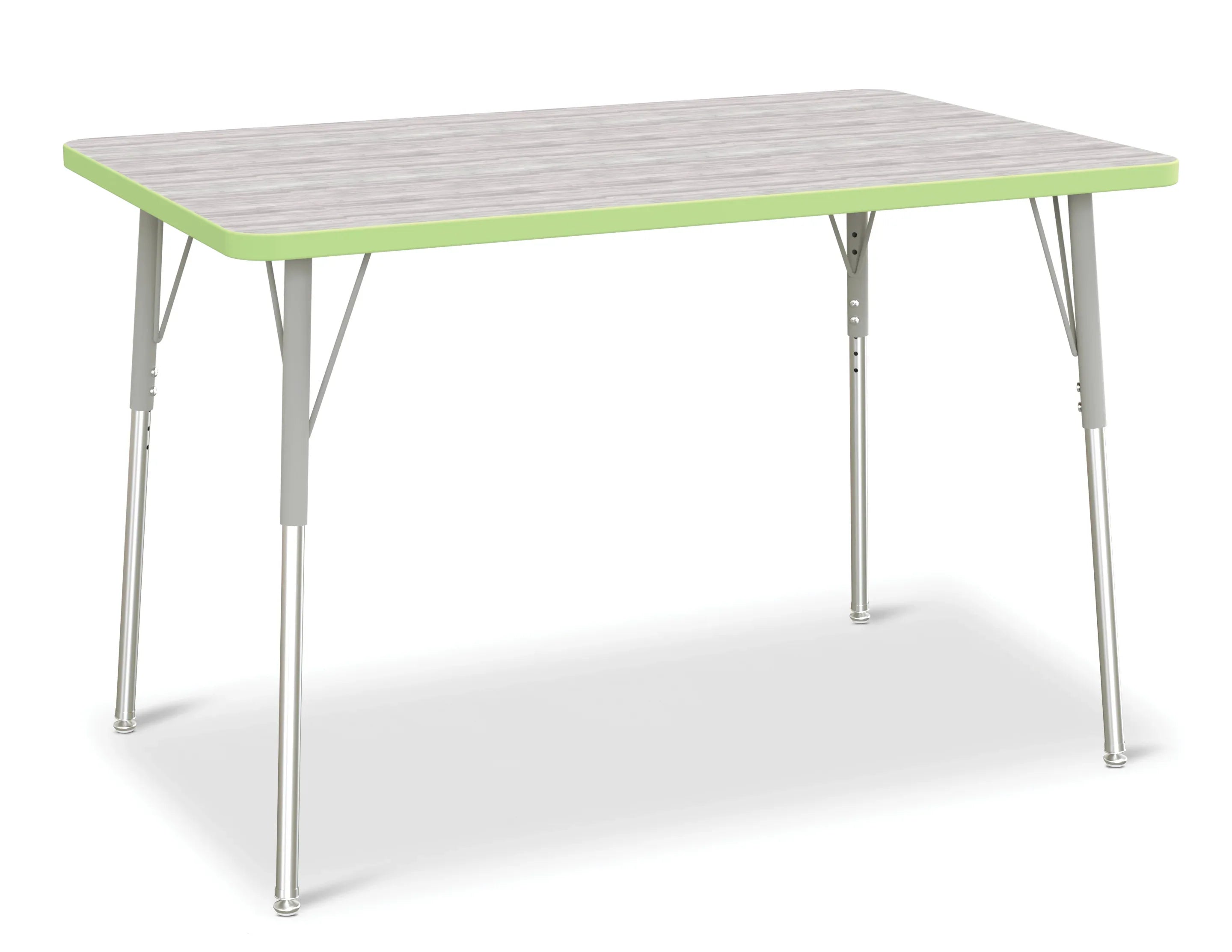 Berries® Rectangle Activity Table - 30" X 48", A-height - Driftwood Gray/Key Lime/Gray