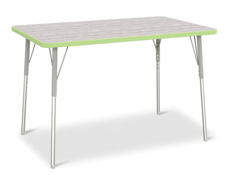 Berries® Rectangle Activity Table - 30" X 48", A-height - Driftwood Gray/Key Lime/Gray