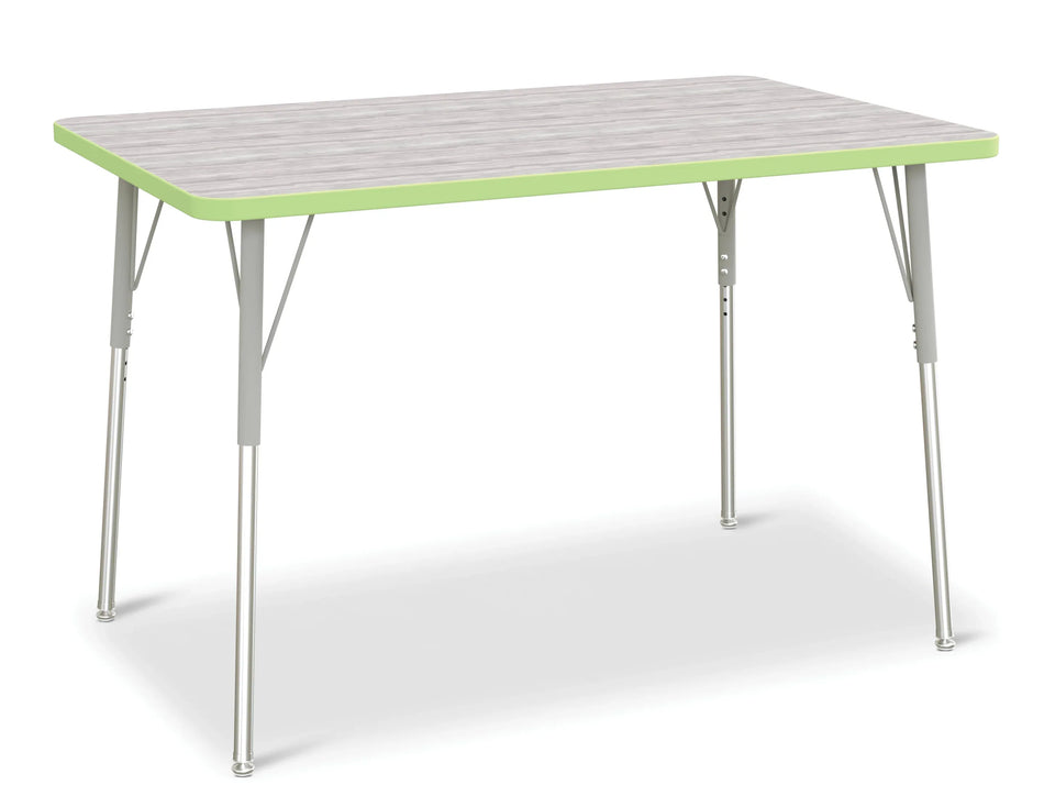 Berries® Rectangle Activity Table - 30" X 48", A-height - Driftwood Gray/Key Lime/Gray