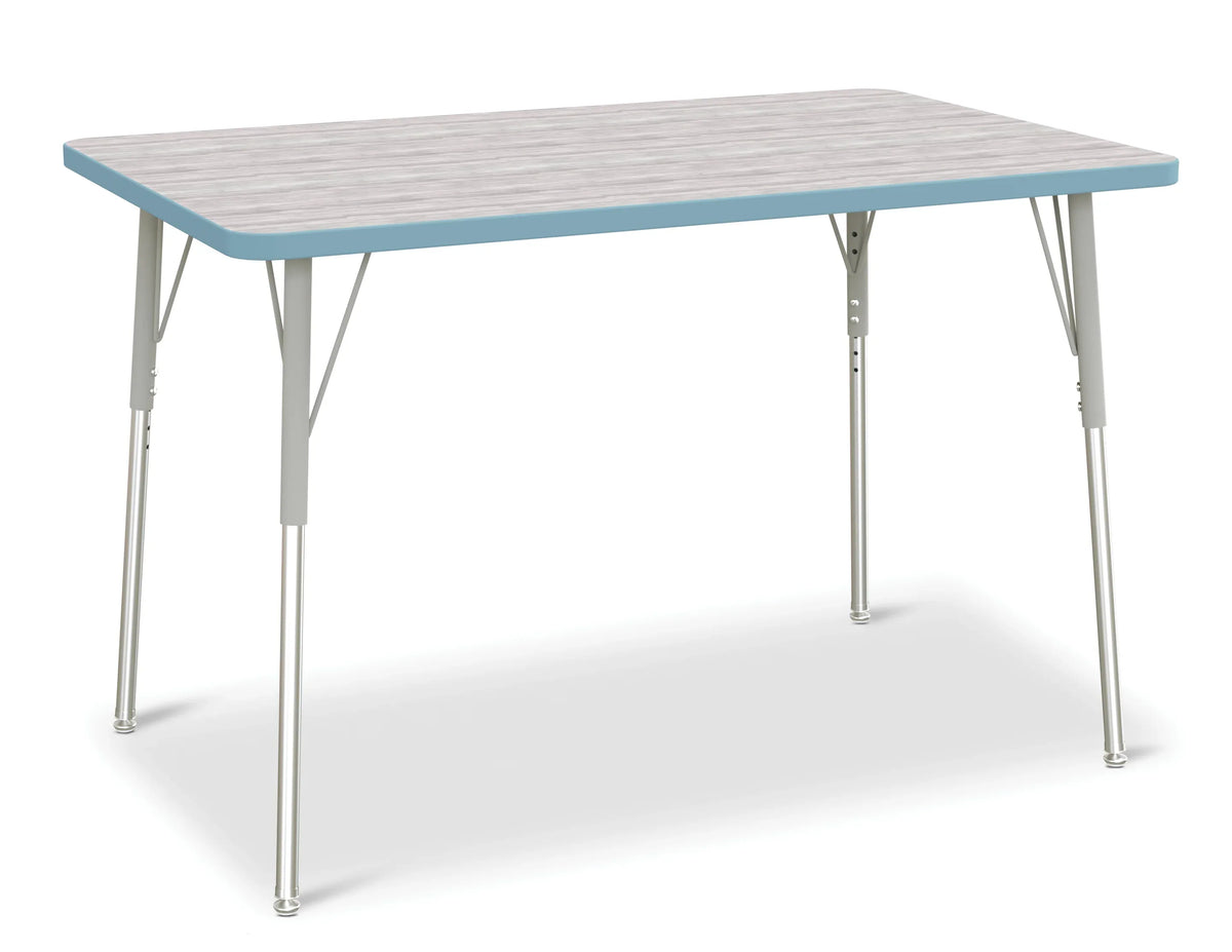 Berries® Rectangle Activity Table - 30" X 48", A-height - Driftwood Gray/Coastal Blue/Gray