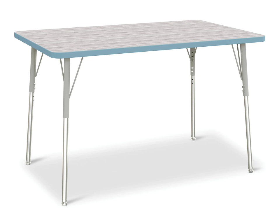 Berries® Rectangle Activity Table - 30" X 48", A-height - Driftwood Gray/Coastal Blue/Gray