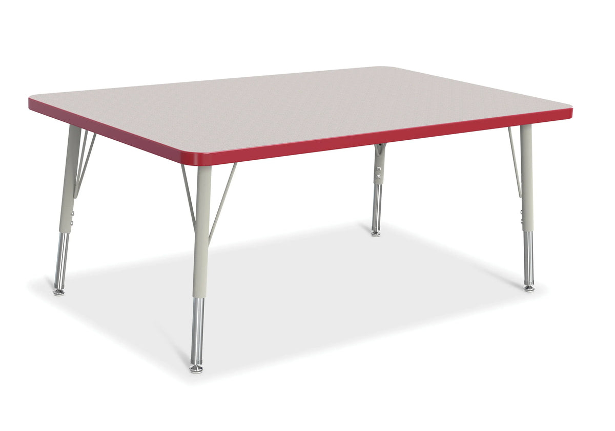 Berries® Rectangle Activity Table - 30" X 48", E-height - Freckled Gray/Red/Gray