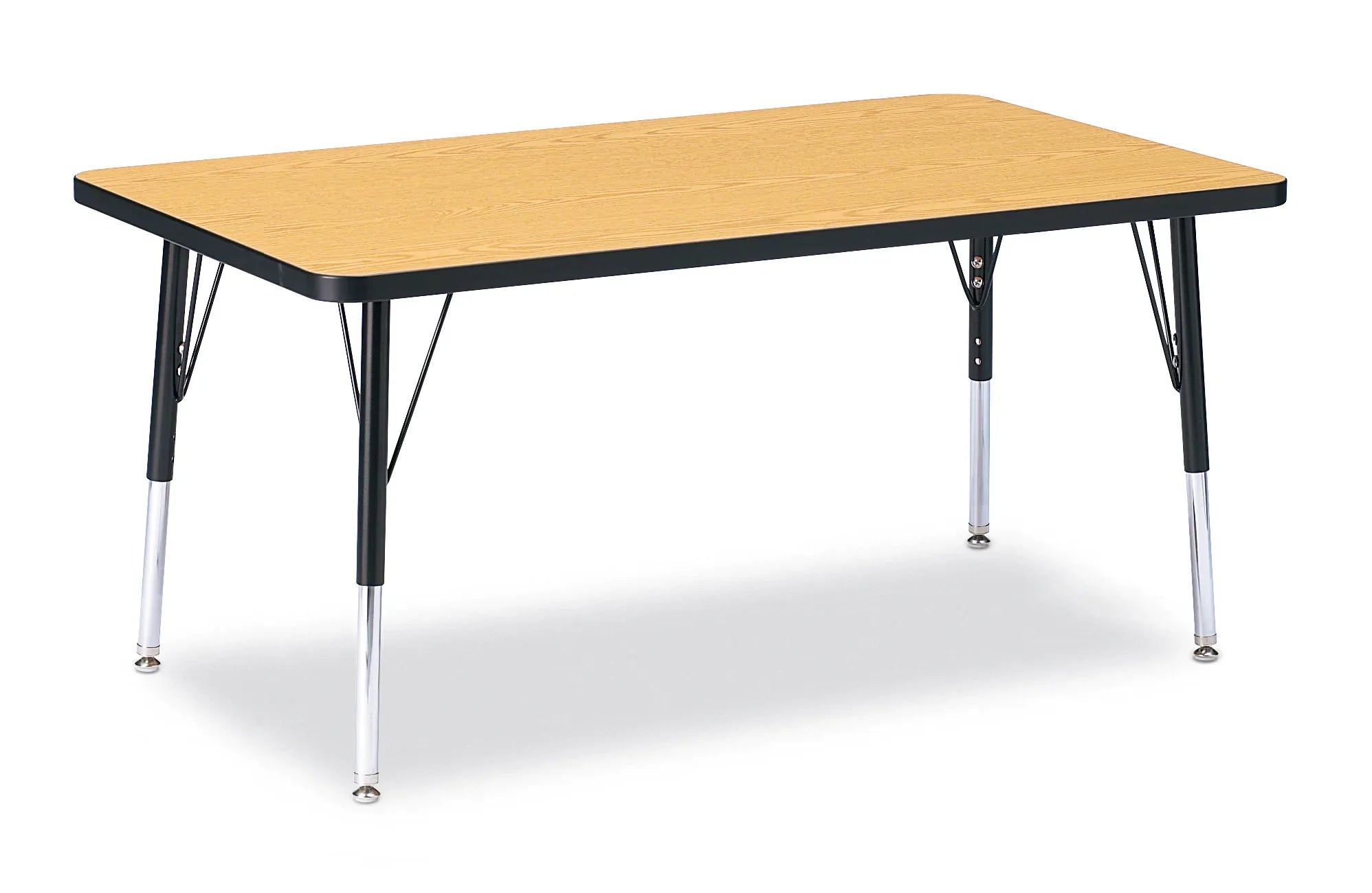 Berries® Rectangle Activity Table - 30" X 48", E-height - Oak/Black/Black