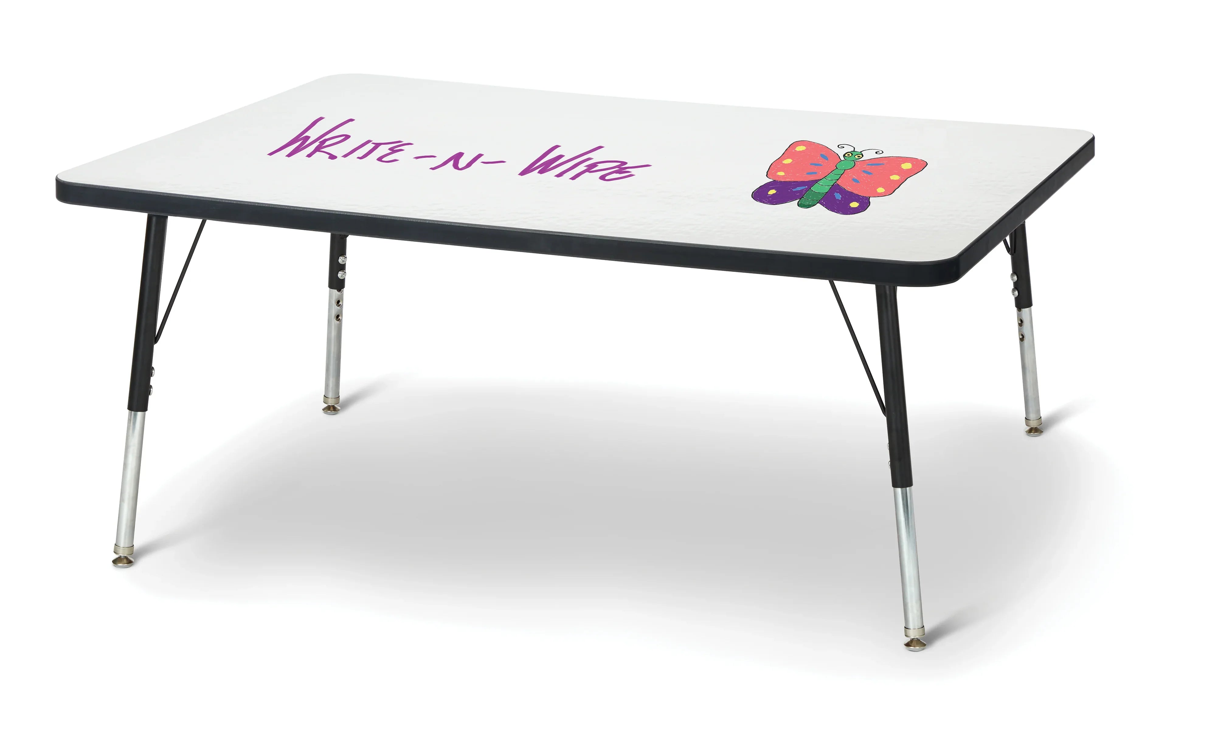 Berries® Rectangle Dry Erase Table - 30" x 48", E-height - Write-n-Wipe/Black/Black