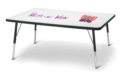 Berries® Rectangle Dry Erase Table - 30" x 48", E-height - Write-n-Wipe/Black/Black