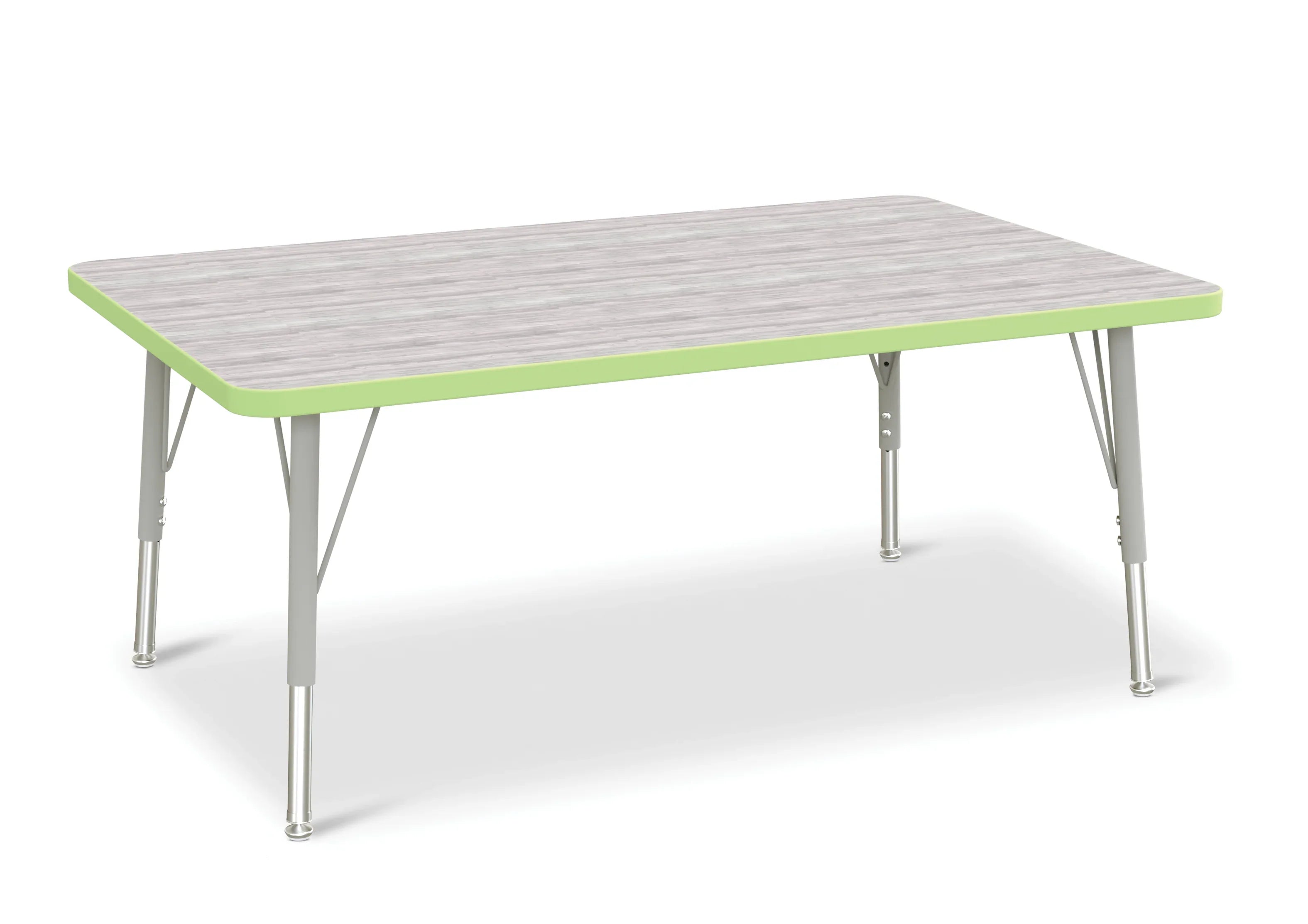 Berries® Rectangle Activity Table - 30" X 48", E-height - Driftwood Gray/Key Lime/Gray