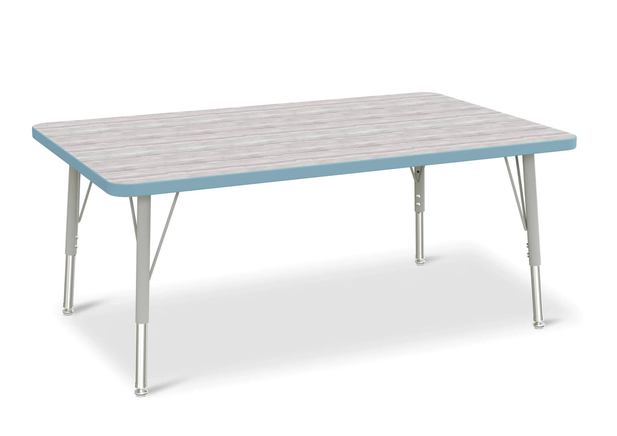Berries® Rectangle Activity Table - 30" X 48", E-height - Driftwood Gray/Coastal Blue/Gray