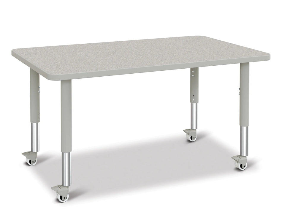 Berries® Rectangle Activity Table - 30" X 48", Mobile - Freckled Gray/Gray/Gray