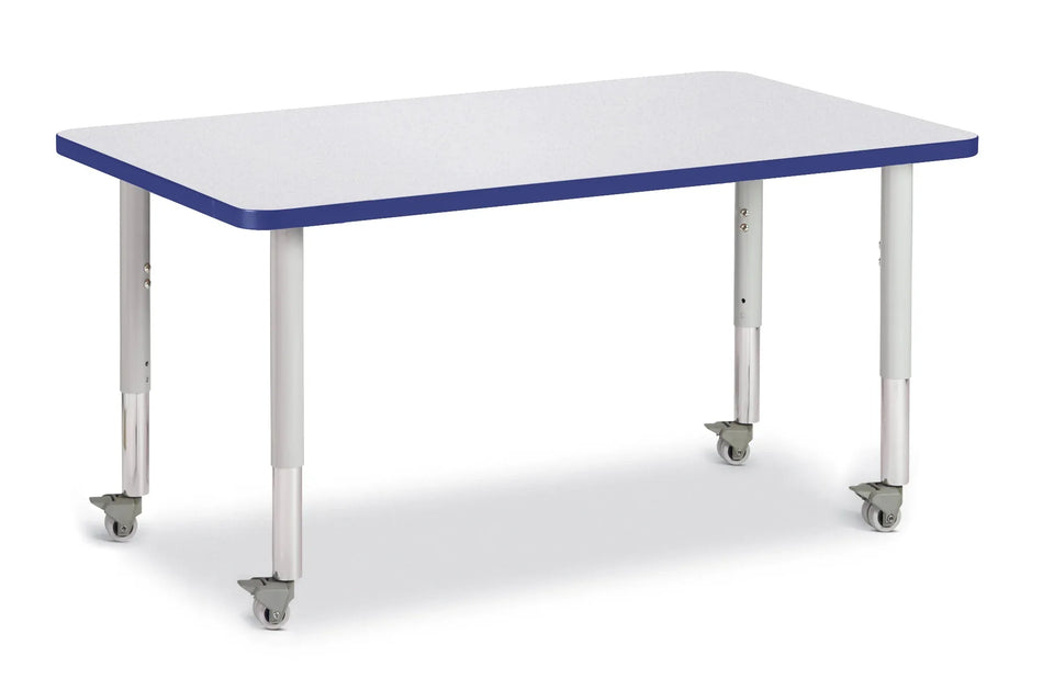 Berries® Rectangle Activity Table - 30" X 48", Mobile - Freckled Gray/Blue/Gray