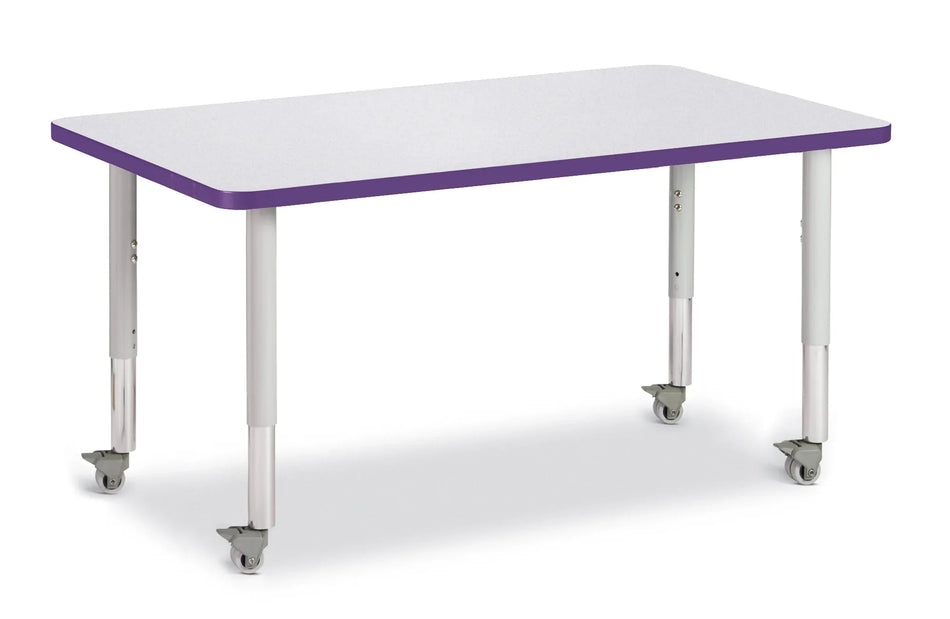 Berries® Rectangle Activity Table - 30" X 48", Mobile - Freckled Gray/Purple/Gray