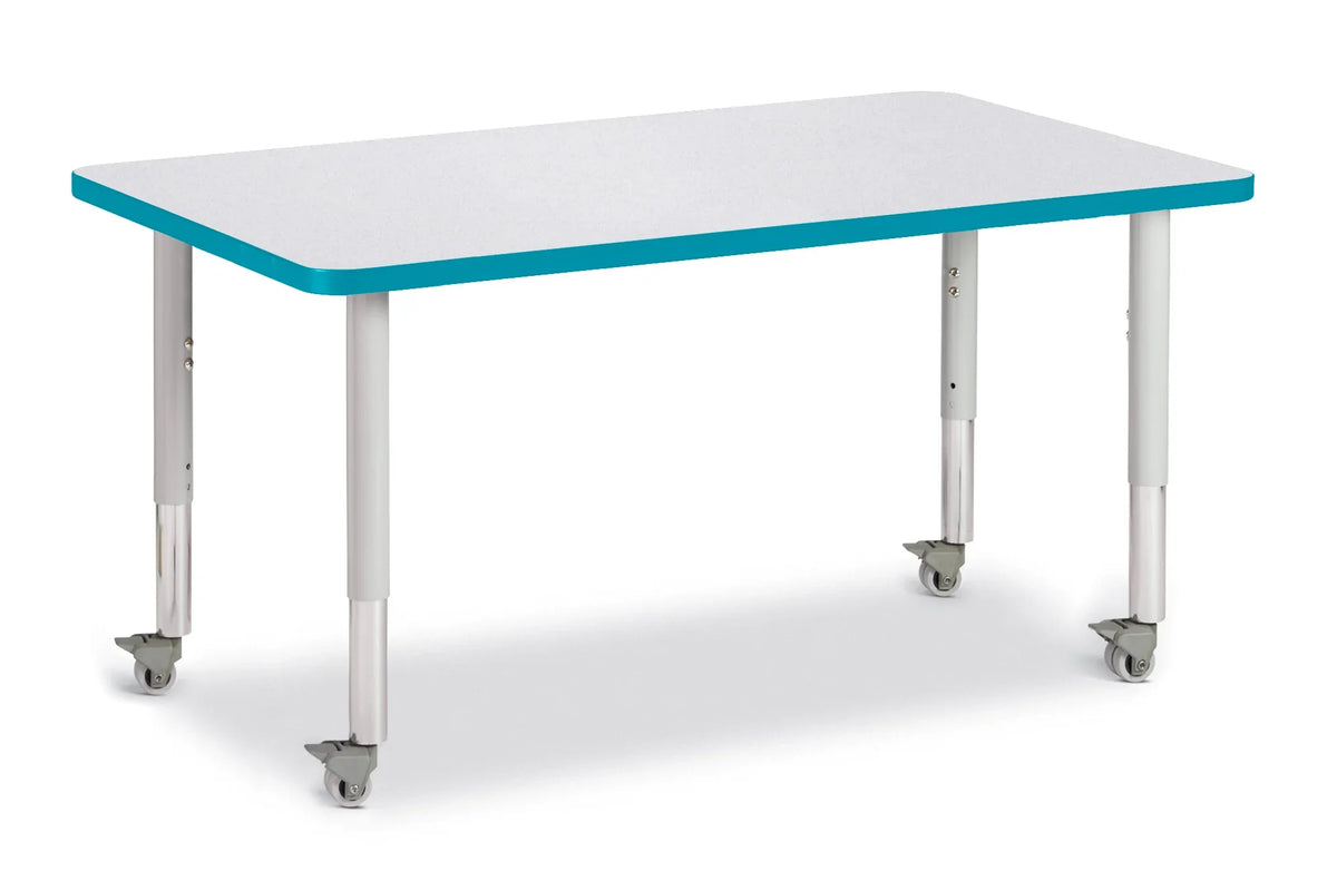 Berries® Rectangle Activity Table - 30" X 48", Mobile - Freckled Gray/Teal/Gray