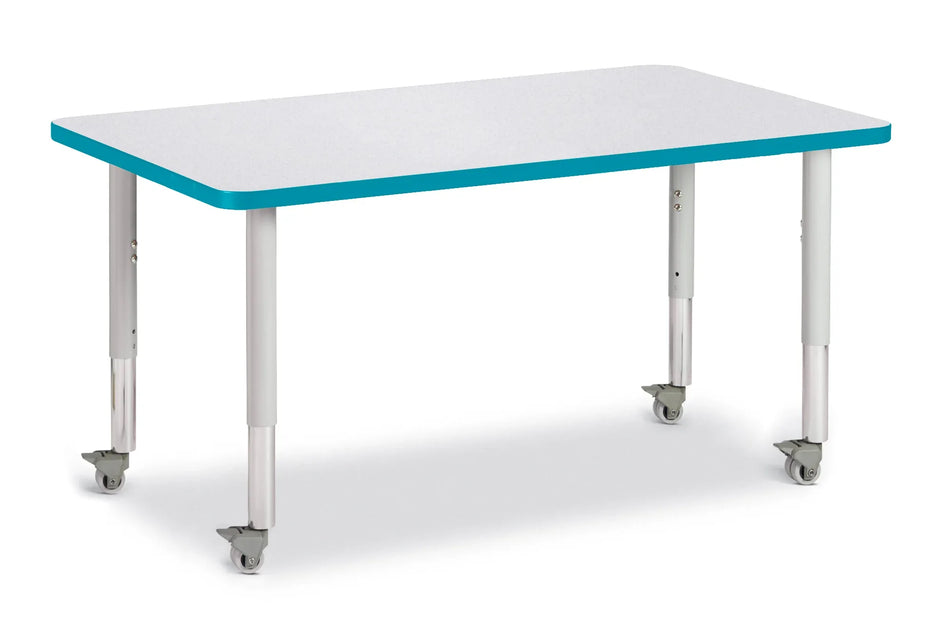 Berries® Rectangle Activity Table - 30" X 48", Mobile - Freckled Gray/Teal/Gray