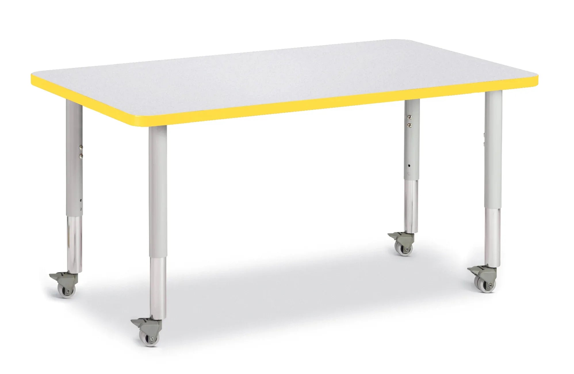 Berries® Rectangle Activity Table - 30" X 48", Mobile - Freckled Gray/Yellow/Gray