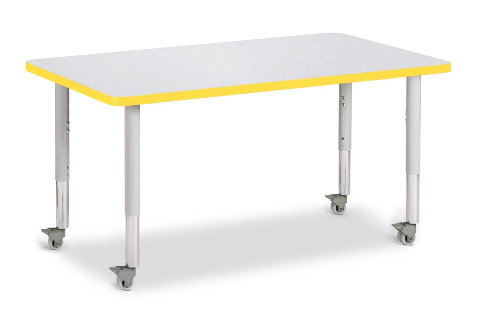 Berries® Rectangle Activity Table - 30" X 48", Mobile - Freckled Gray/Yellow/Gray