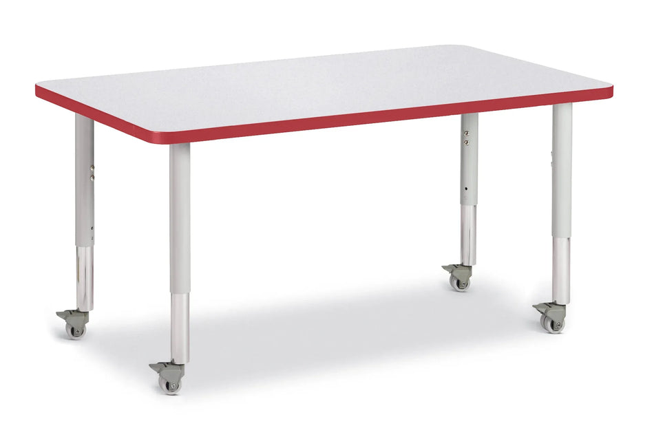 Berries® Rectangle Activity Table - 30" X 48", Mobile - Freckled Gray/Red/Gray