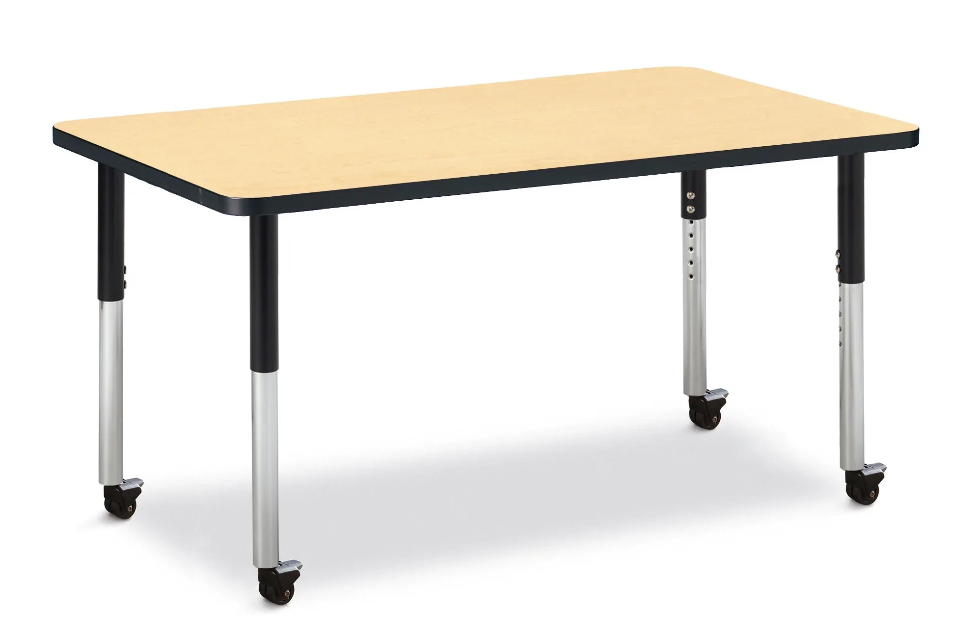 Berries® Rectangle Activity Table - 30" X 48", Mobile - Maple/Black/Black