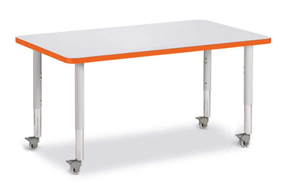 Berries® Rectangle Activity Table - 30" X 48", Mobile - Freckled Gray/Orange/Gray