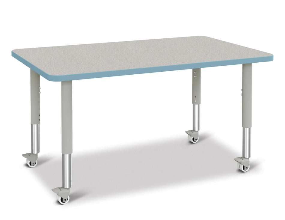 Berries® Rectangle Activity Table - 30" X 48", Mobile - Freckled Gray/Coastal Blue/Gray