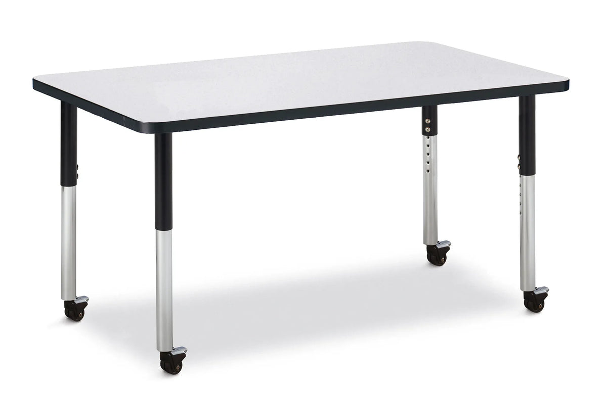 Berries® Rectangle Activity Table - 30" X 48", Mobile - Freckled Gray/Black/Black