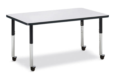 Berries® Rectangle Activity Table - 30" X 48", Mobile - Freckled Gray/Black/Black