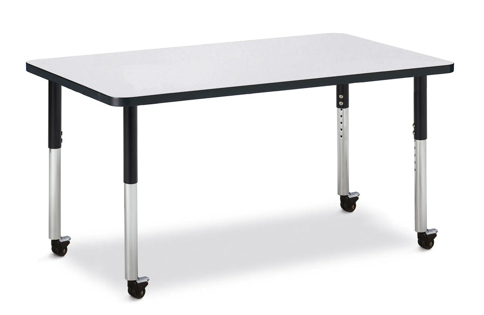 Berries® Rectangle Activity Table - 30" X 48", Mobile - Freckled Gray/Black/Black
