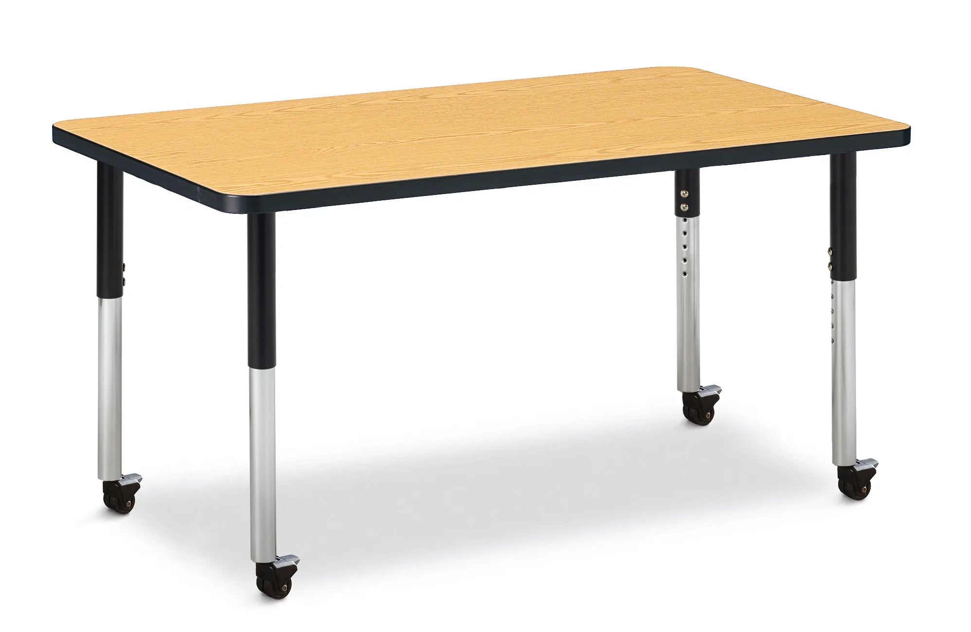 Berries® Rectangle Activity Table - 30" X 48", Mobile - Oak/Black/Black