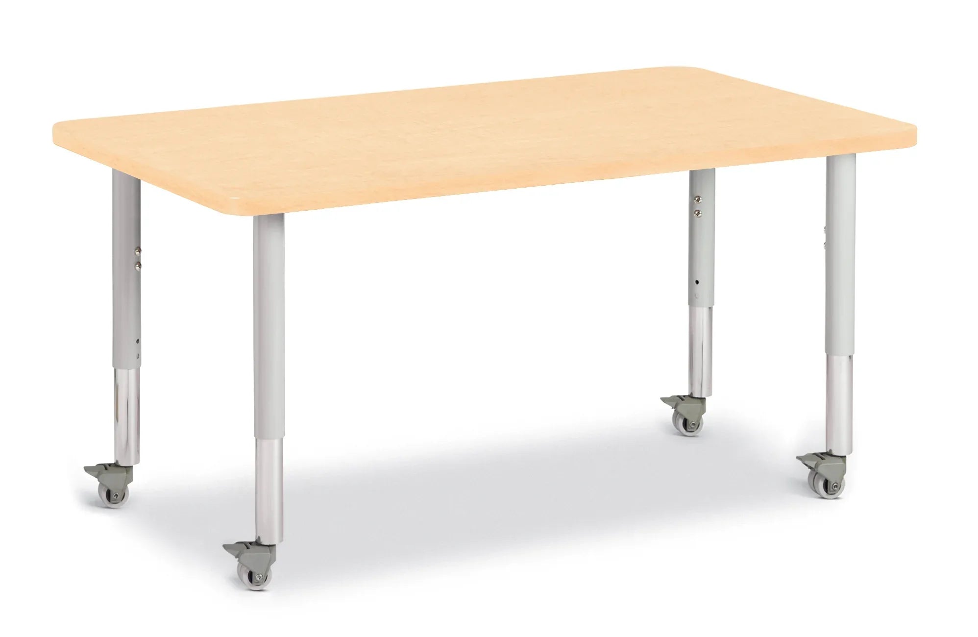 Berries® Rectangle Activity Table - 30" X 48", Mobile - Maple/Maple/Gray