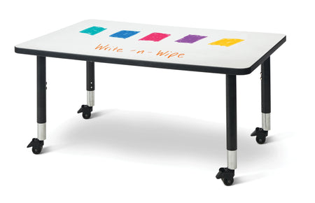 Berries® Rectangle Dry Erase Table - 30" x 48", Mobile - Write-n-Wipe/Black/Black