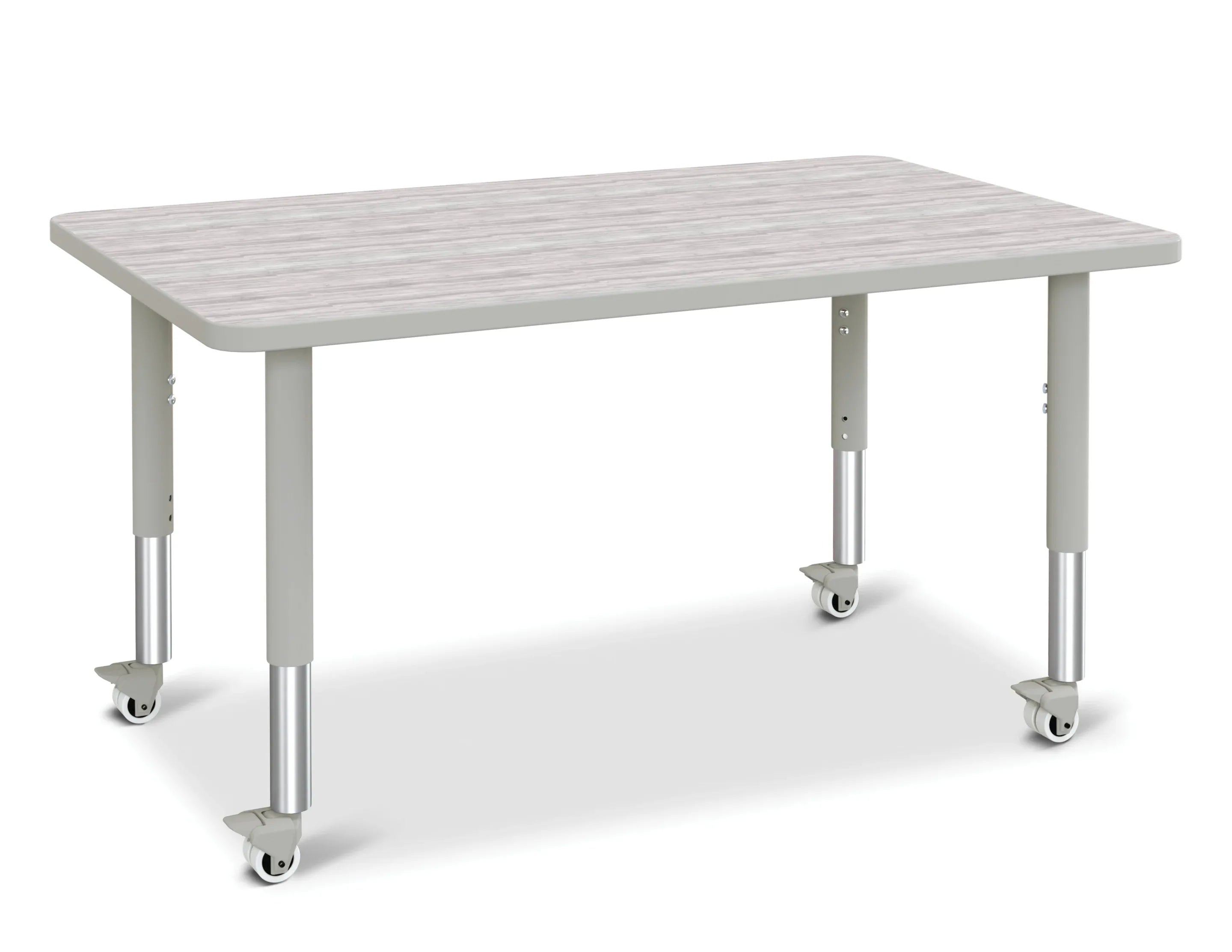 Berries® Rectangle Activity Table - 30" X 48", Mobile - Driftwood Gray/Gray/Gray