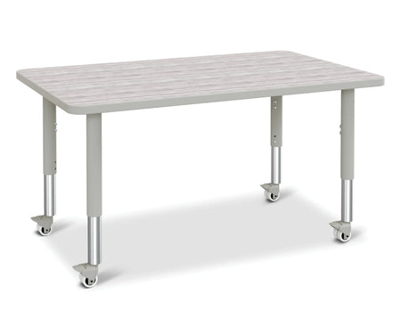 Berries® Rectangle Activity Table - 30" X 48", Mobile - Driftwood Gray/Gray/Gray