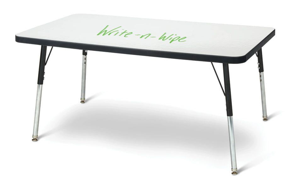 Berries® Rectangle Dry Erase Table - 24" x 36", A-height - Write-n-Wipe/Black/Black