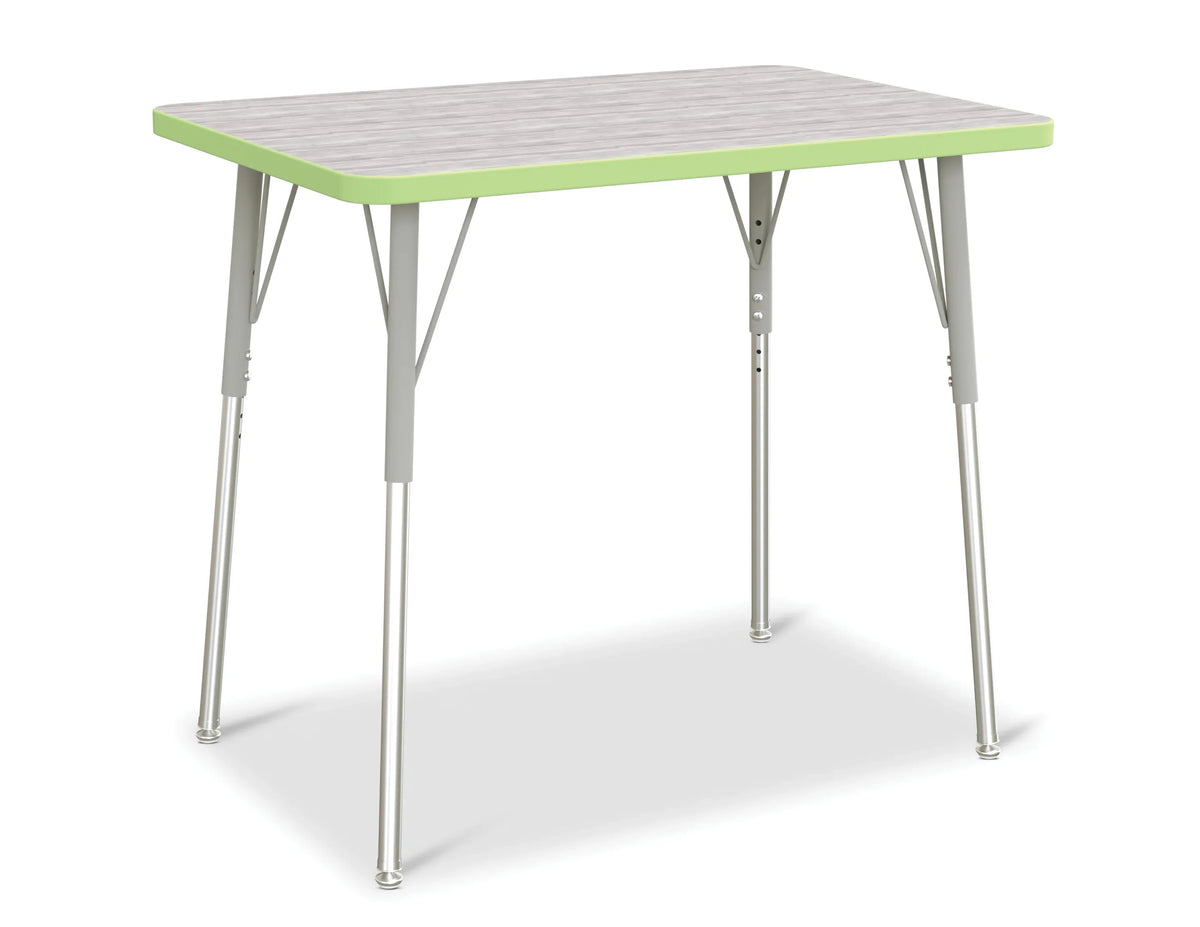 Berries® Rectangle Activity Table - 24" X 36", A-height - Driftwood Gray/Key Lime/Gray